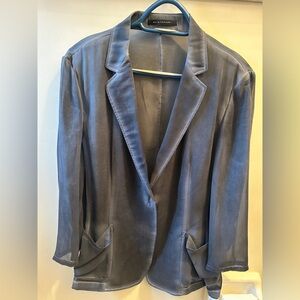 Elie Tahari Slate Blue Sheer Single-Button Blazer